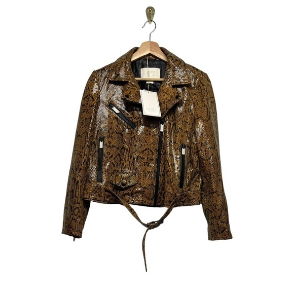 NWT NOTES DU NORD Mercy Snake-Embossed Leather Jacket Multi - Picture 8 of 13